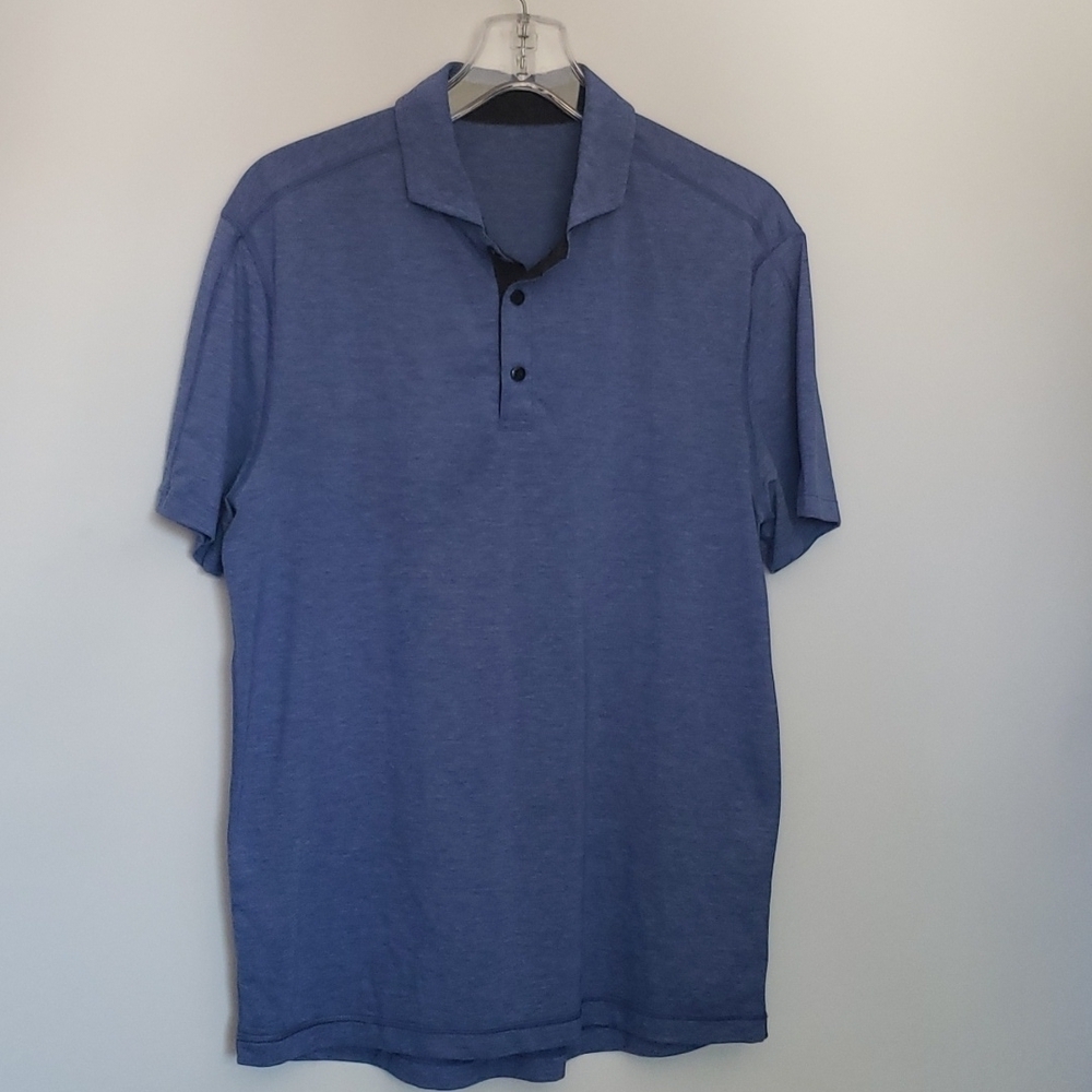 Lululemon Mens Training Short Sleeves Blue Polo Shirt Size M